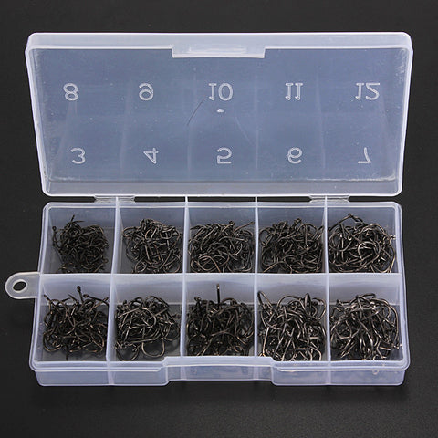 500pcs 10 Sizes Fresh Water Sea Fly Fishing Tackle Hooks With Box - GhillieSuitShop