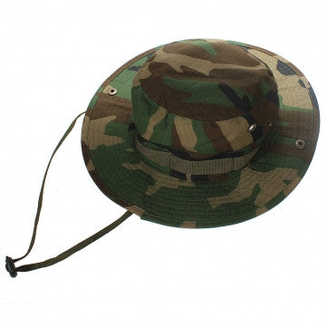 Tactical Combat Camo Hiking Cap Outdoor Army Sun Block Hat Cap Hiking - GhillieSuitShop Woodland Camo