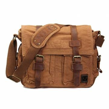 American Style Canvas Leather Casual Shoulder Bag