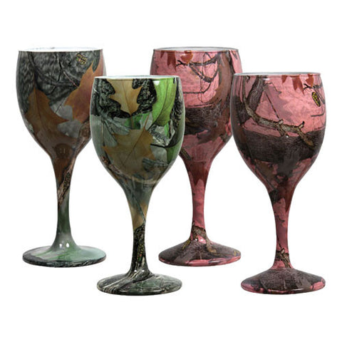 4 Pack Camo Wine Glasses 2 Grn /2 Pink - GhillieSuitShop